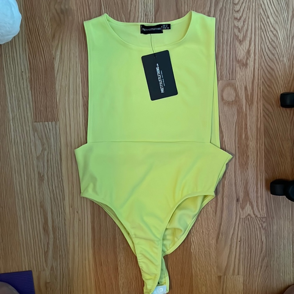 Neon yellow pretty little thing body suit